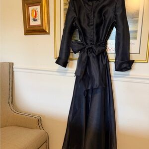 Betsy & Adam Midnight Blue Satin Dress